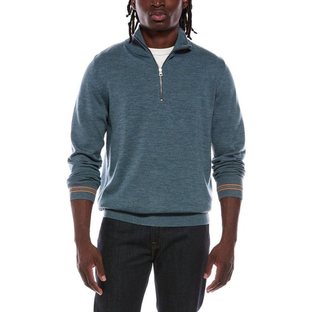Burberry Mens  Knit Wool 1/4-Zip Pullover, Green
